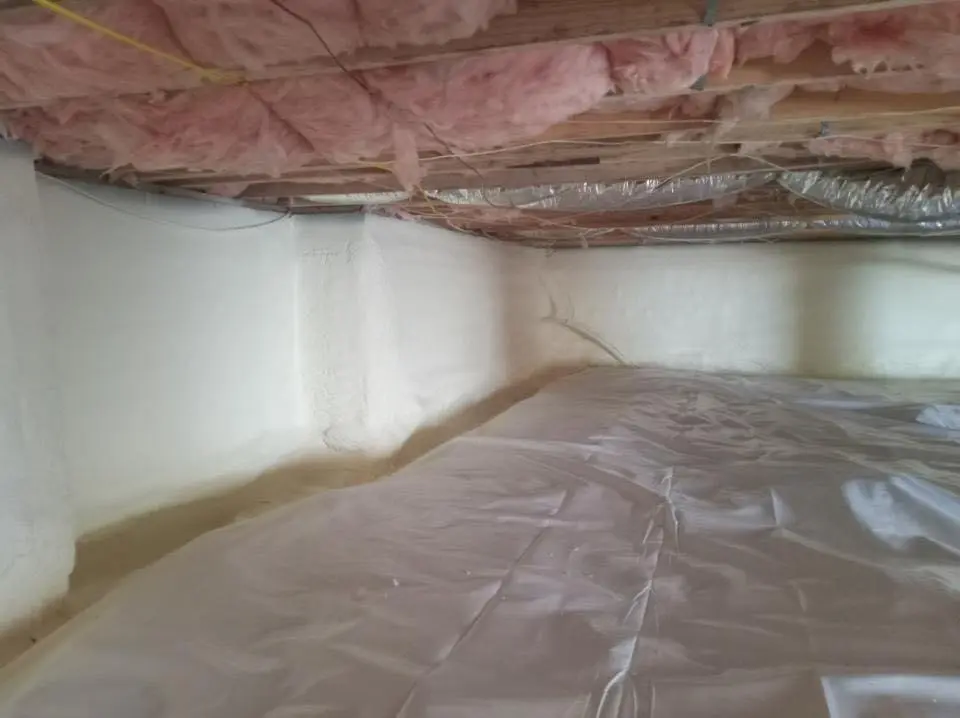 Crawl space encapsulation with closed-cell spray foam for Attic Insulation in New Whiteland